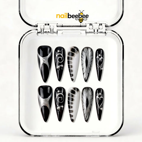 NB-S218 Handmade Medium Stiletto Acrylic for Date Night,Travel