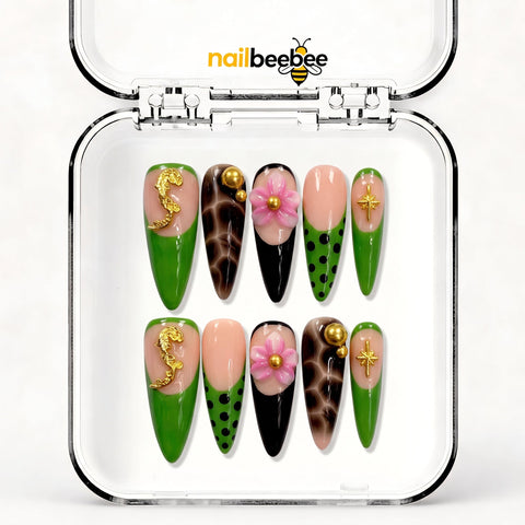 NB-S50 Handmade Medium Stiletto Acrylic for Date Night,Travel