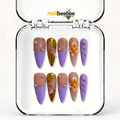 NB-S3 Handmade Medium Stiletto Acrylic for Date Night,Travel
