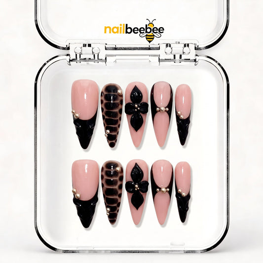 NB-S1 Handmade Medium Stiletto Acrylic for Date Night,Travel