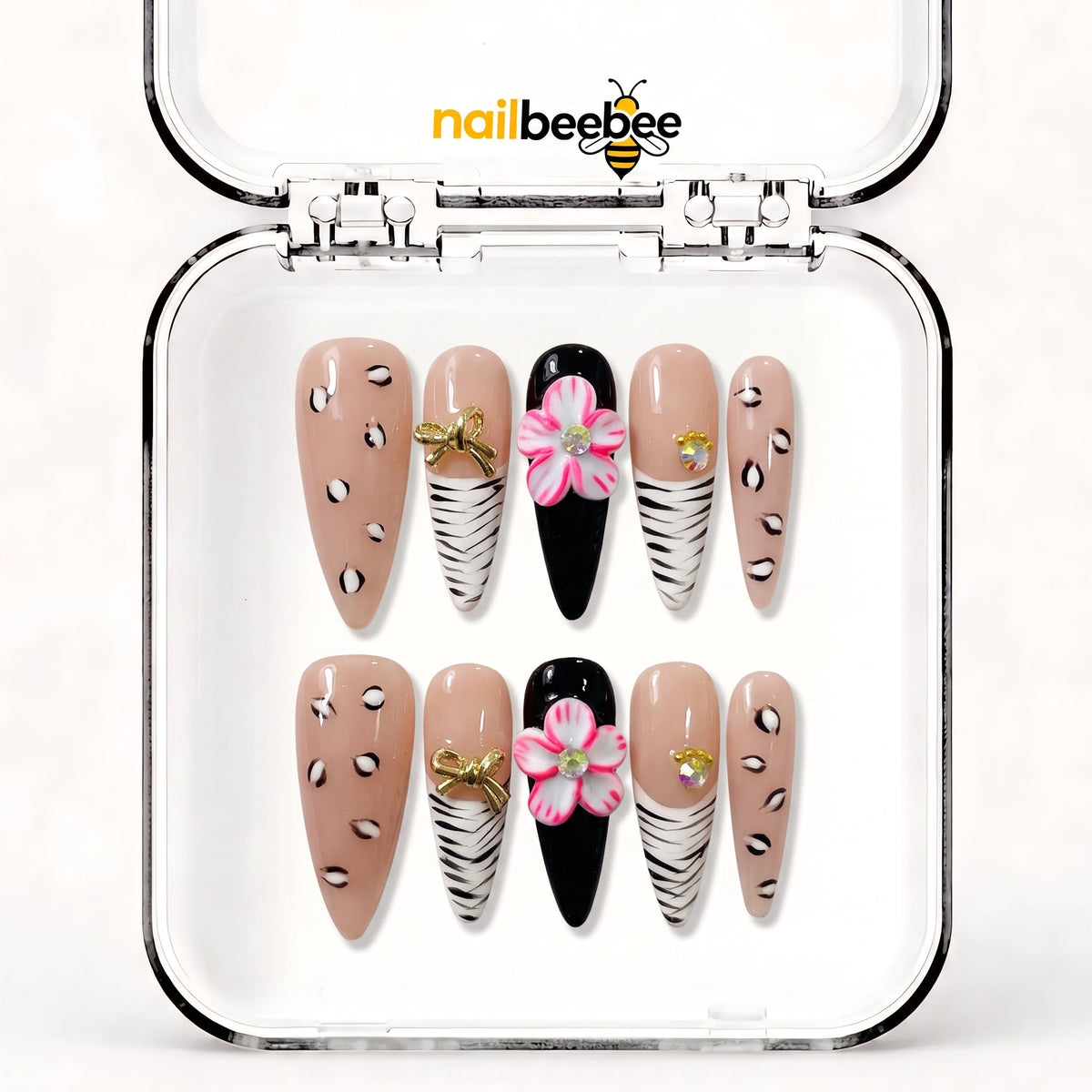 NB-S75 Handmade Medium Stiletto Acrylic for Date Night,Travel