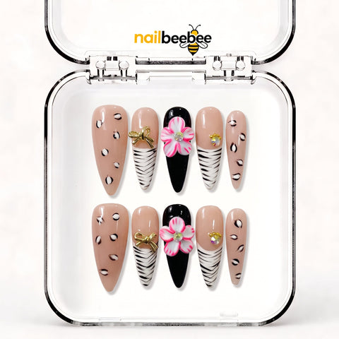 NB-S75 Handmade Medium Stiletto Acrylic for Date Night,Travel
