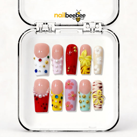 NB-Z19 Handmade Short Square Acrylic for Date Night,Travel
