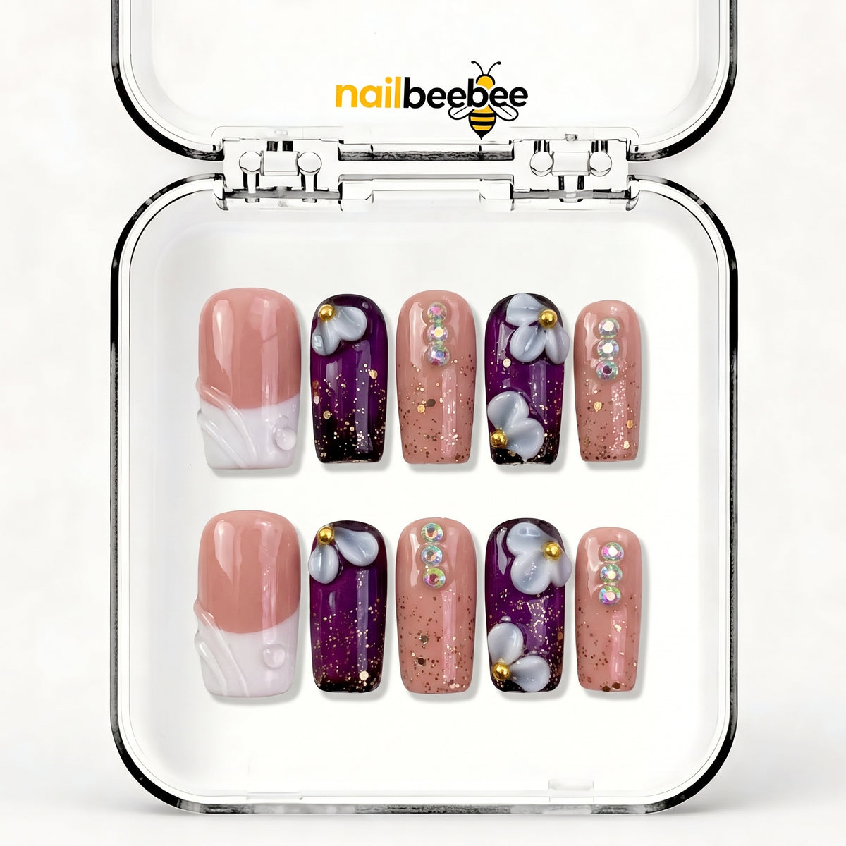 NB-D182 Handmade Short Square Acrylic for Date Night,Travel