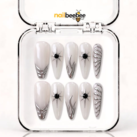 NB-S84 Handmade Medium Stiletto Acrylic for Date Night,Travel