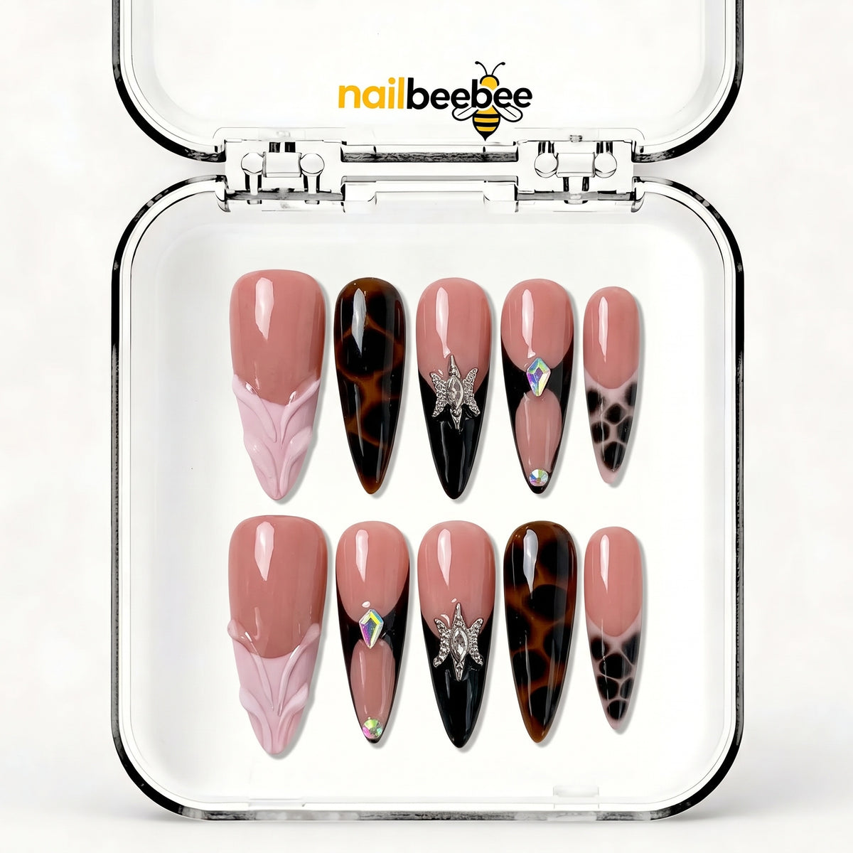 NB-S237 Handmade Medium Stiletto Acrylic for Date Night,Travel