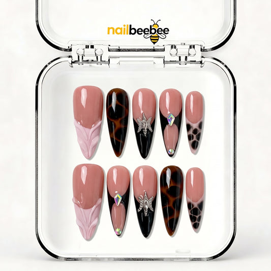 NB-S237 Handmade Medium Stiletto Acrylic for Date Night,Travel