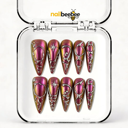 NB-S122 Handmade Medium Stiletto Acrylic for Date Night,Travel
