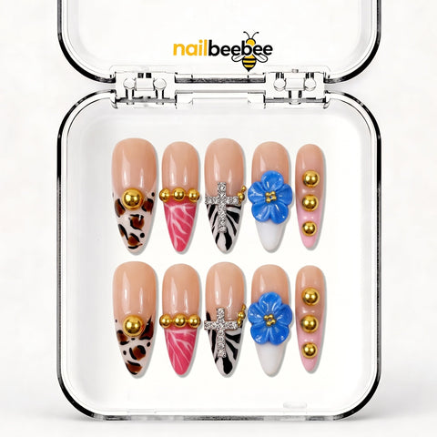 NB-S110 Handmade Medium Stiletto Acrylic for Date Night,Travel