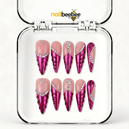 NB-S249 Handmade Medium Stiletto Acrylic for Date Night,Travel
