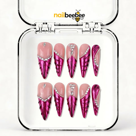 NB-S249 Handmade Medium Stiletto Acrylic for Date Night,Travel