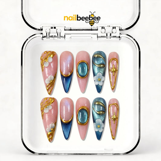 NB-S120 Handmade Medium Stiletto Acrylic for Date Night,Travel