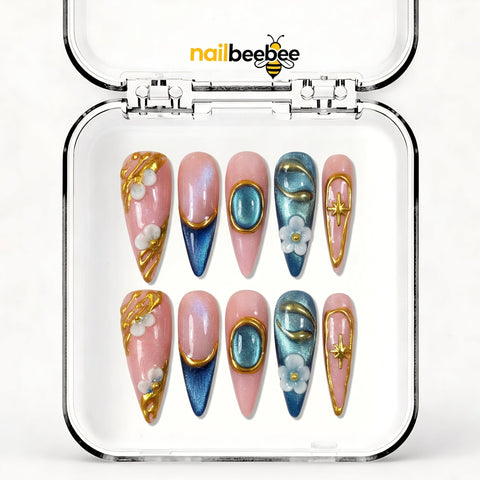 NB-S120 Handmade Medium Stiletto Acrylic for Date Night,Travel