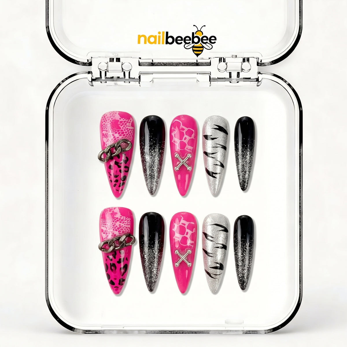 NB-S242 Handmade Medium Stiletto Acrylic for Date Night,Travel