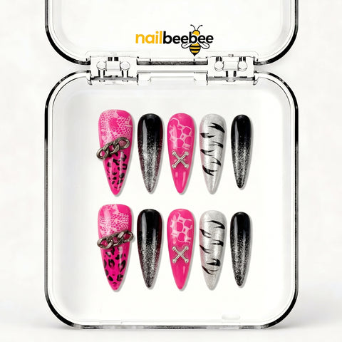 NB-S242 Handmade Medium Stiletto Acrylic for Date Night,Travel