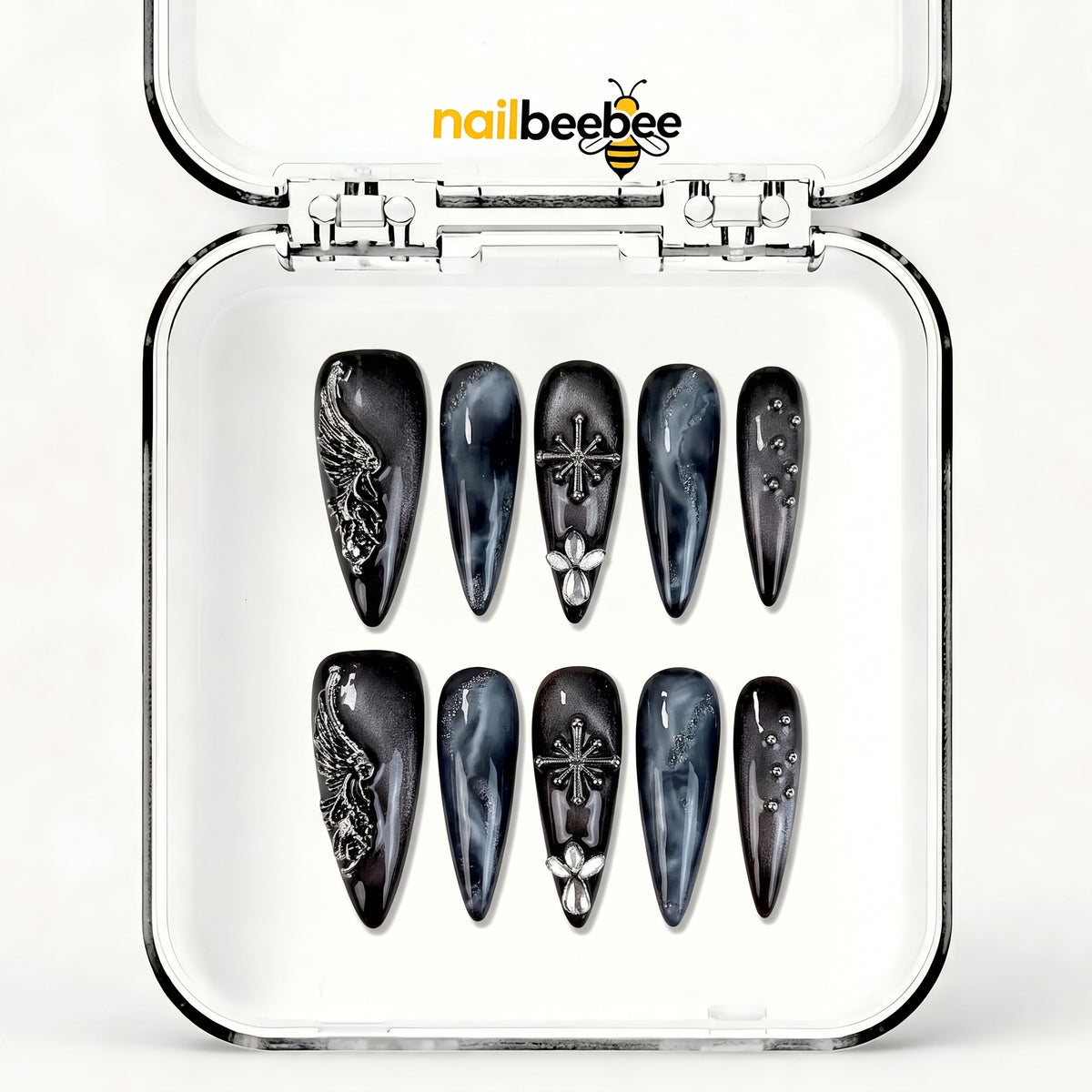 NB-S246 Handmade Medium Stiletto Acrylic for Date Night,Travel