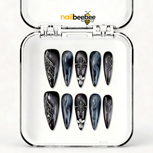 NB-S246 Handmade Medium Stiletto Acrylic for Date Night,Travel